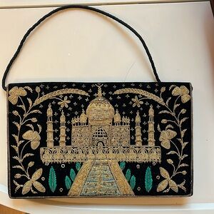 Taj Mahal vintage black velvet evening bag.